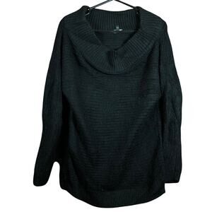 Express Womens Sweater Black Boat Neck Long Sleeve Wool Blend Stretch Small